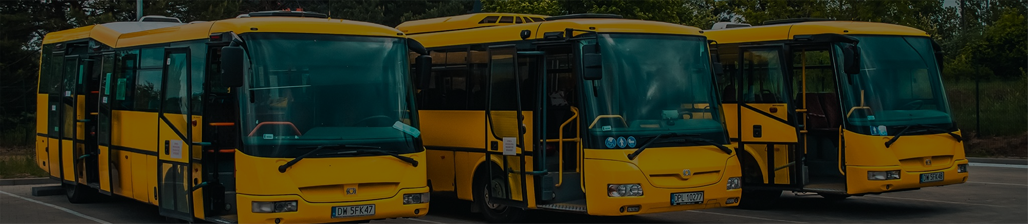 Trzy żółte autobusy